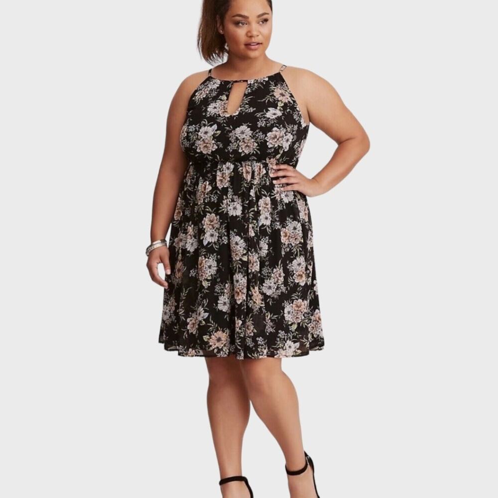 TORRID Floral Print Chiffon Midi Tank Dress
